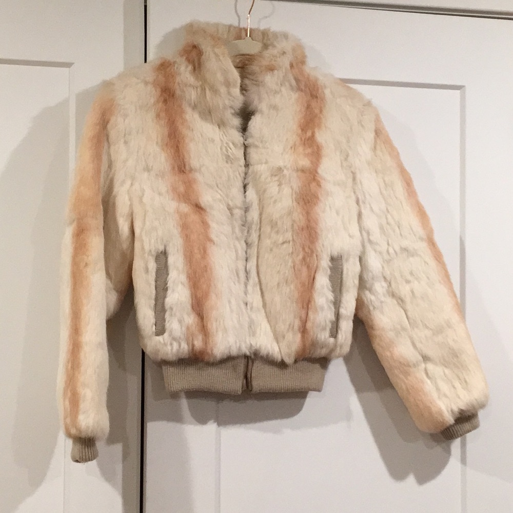 Vintage rabbit fur bomber jacket